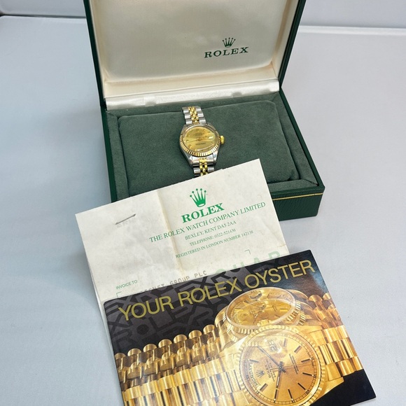 PAPERS Rolex Datejust 26mm 69240 Two Tone Jubilee 18k Gold Roman Dial Watch - Picture 13 of 15